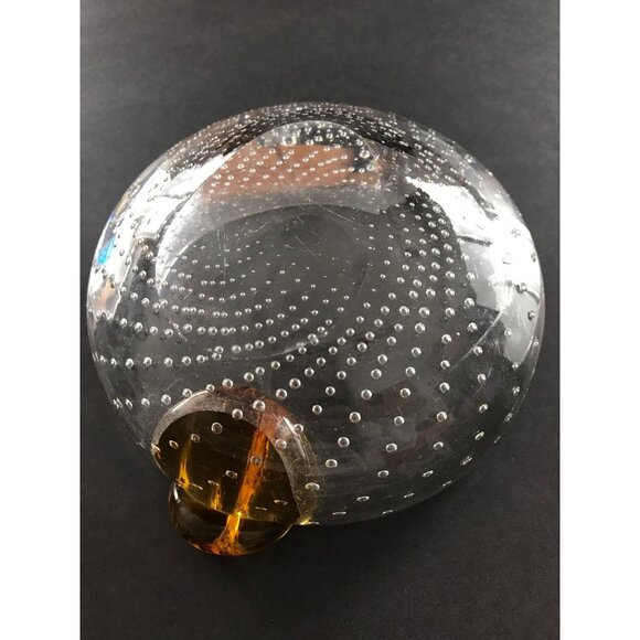 Vtg Mid Century Murano Italian Art Glass Two Cigarette Ashtray Dish Gold - Picture 7 of 8